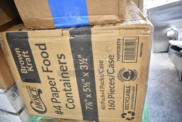 PALLET LOT of 24 BRAND NEW Boxes Including BWK PRTN1TS Boardwalk Portion Cups, 303BWNRP9 Acopa 9 5/8" Bright White Narrow Rim Stoneware Plate - 24/Case, 347RPBD10WHG Visions 10" White Plastic Plate with Gold Bands - 120/Case, 129MCR50B Choice 43 oz. Black Round Microwavable Heavy Weight Container with Lid 9" - 150/Case, 36921003 Carlisle 36921003 Trimline Black Slim Trash Can Dolly, 248WIPERCPDR Noble Products Disposable Center Pull Dry Wipe Refill - 180 Sheets per Roll - 6/Case, 129MCR24W Choice 24 oz. White 7 1/4" Round Microwavable Heavy Weight Container with Lid - 150/Case, 795PTOKFT4 Choice Kraft Microwavable Folded Paper #4 Take-Out Container 7 3/4" x 5 1/2" x 3 1/2" - 160/Case, 18218X5HD Berry AEP 1504454 18" x 5280' Heavy-Duty Miler Film with Serrated Blade, 50012W Choice 12 oz. White Poly Paper Hot Cup - 1000/Case, 16 fl oz PET Ring neck. 24 Times Your Bid! - Image 9 of 12