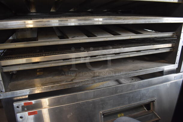 XLT Commercial Stainless Steel Natural Gas Powerd Double Stack Conveyor Oven on Commercial Casters. Door Needs To Be Reattached. 115V - Image 5 of 8