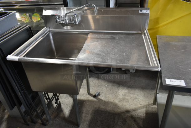John Boos E1S8-1824-14R24 Stainless Steel Commercial Single Bay Sink w/ Right Side Drain Board, Faucet and Handles. Bay 18x24. Drain Board 22x26