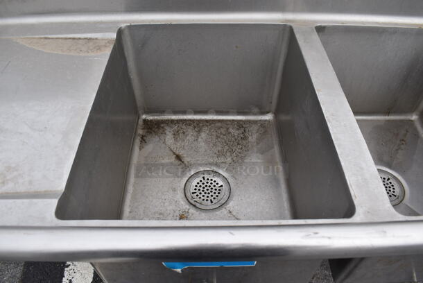 Stainless Steel Commercial 3 Bay Sink w/ Dual Drain Boards. 88x26x45. Bays 16x20x12. Drain Boards 22x16x1 - Image 6 of 7