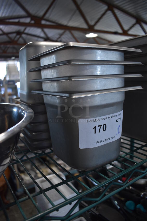 10 Stainless Steel 1/6 Size Drop In Bins. 1/6x6. 10 Times Your Bid! - Image 2 of 2