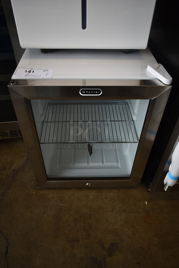 BRAND NEW SCRATCH AND DENT! Whynter BR-062WS Stainless Steel Commercial 62 Can Capacity Mini Cooler Merchandiser w/ Lock. 115 Volts, 1 Phase. Tested and Working!