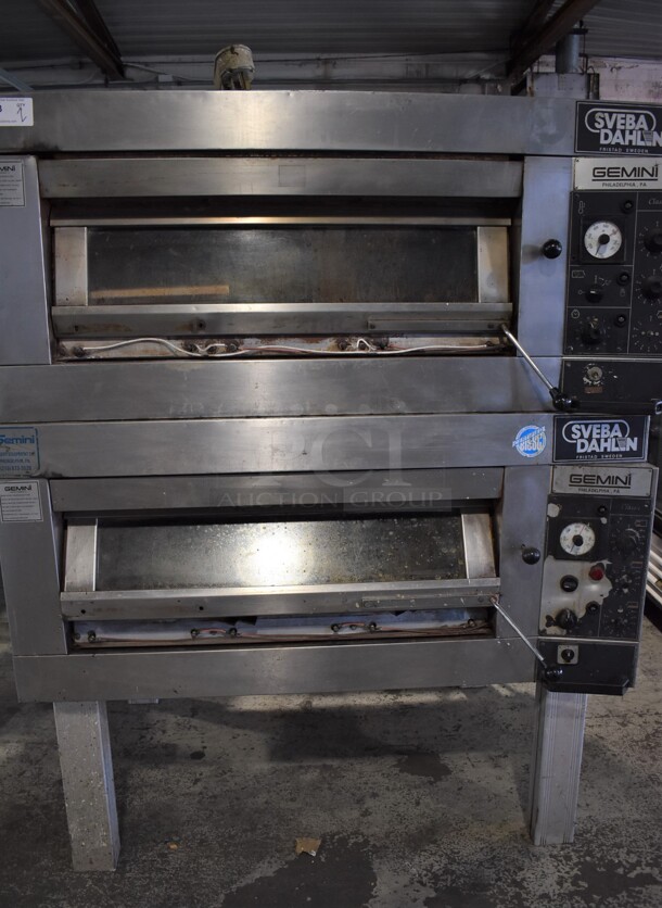 2 Sveba Dahlen DC-12-DD Stainless Steel Commercial Electric Powered Single Deck Pizza Oven on Metal Legs. 208-230 Volts, 3 Phase. 55x50x71. 2 Times Your Bid!  - Image 1 of 11