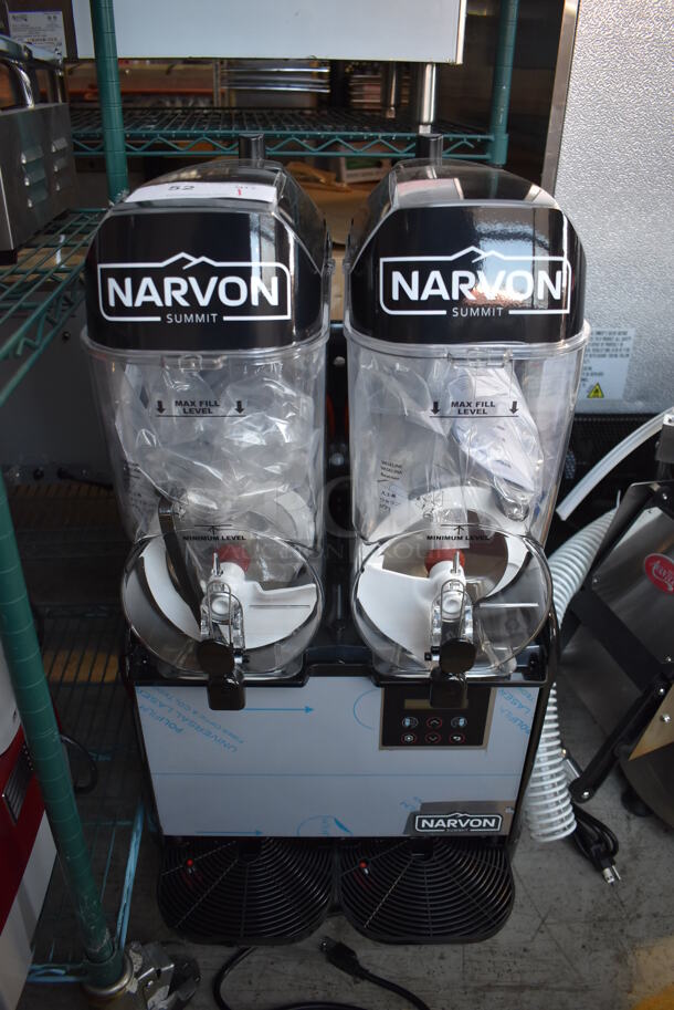 BRAND NEW! Narvon Stainless Steel Commercial Countertop 2 Hopper Slushie Machine. 16x24x35. Tested and Working!
