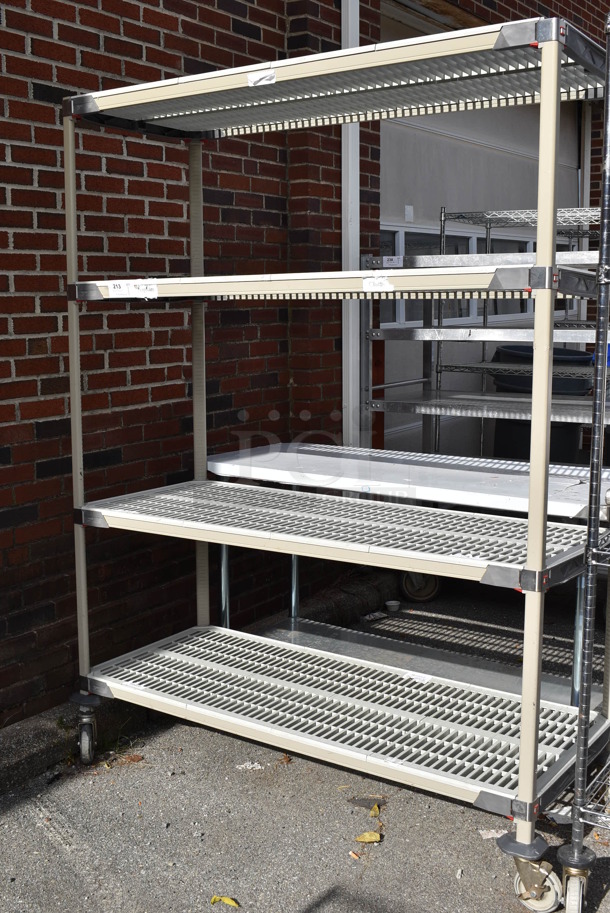 Metro Max Poly and Metal 4 Tier Wire Shelving Unit on Commercial Casters. BUYER MUST DISMANTLE. PCI CANNOT DISMANTLE FOR SHIPPING. PLEASE CONSIDER FREIGHT CHARGES. 60x24x80 - Image 4 of 5