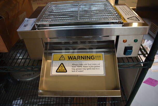 BRAND NEW! 2022 IBG-18 Stainless Steel Commercial Countertop BBQ Barbecue Grill. 110 Volts, 1 Phase. Tested and Working! - Image 3 of 8