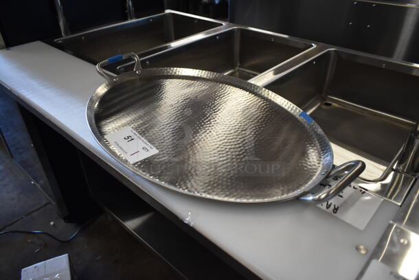 BRAND NEW SCRATCH AND DENT! Hammered Metal Oval Tray w/ Handles.  - Image 4 of 4