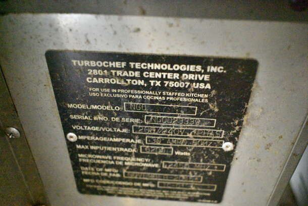 2015 Turbochef NGO Metal Commercial Countertop Electric Powered Rapid Cook Oven. 208/240 Volts, 1 Phase. - Image 6 of 7