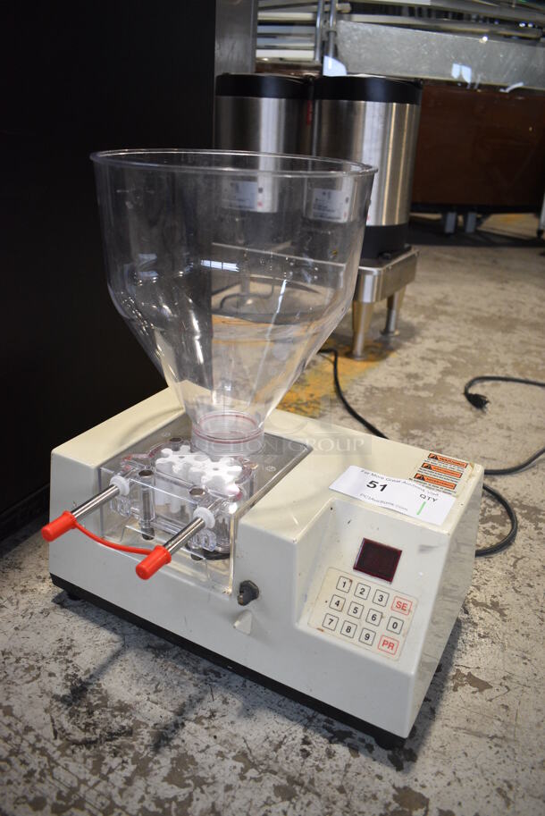 Edhard Model MK Metal Commercial Countertop Donut Pastry Filler w/ Hopper. Missing Lid. 120 Volts, 1 Phase. 15x13x8. Tested and Working! - Image 2 of 4
