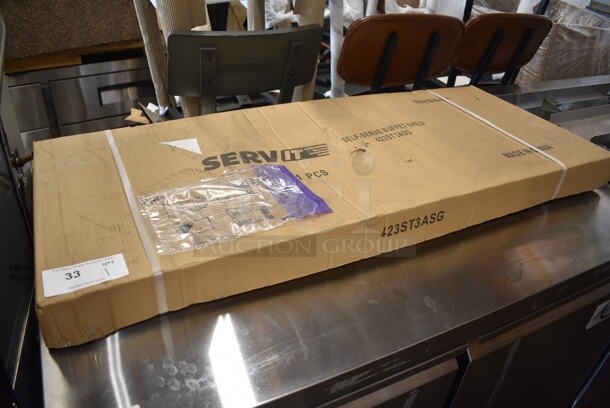 BRAND NEW SCRATCH AND DENT! ServIt 423ST3ASG Angled Sneeze Guard for 3-Pan Steam Tables - Image 2 of 3