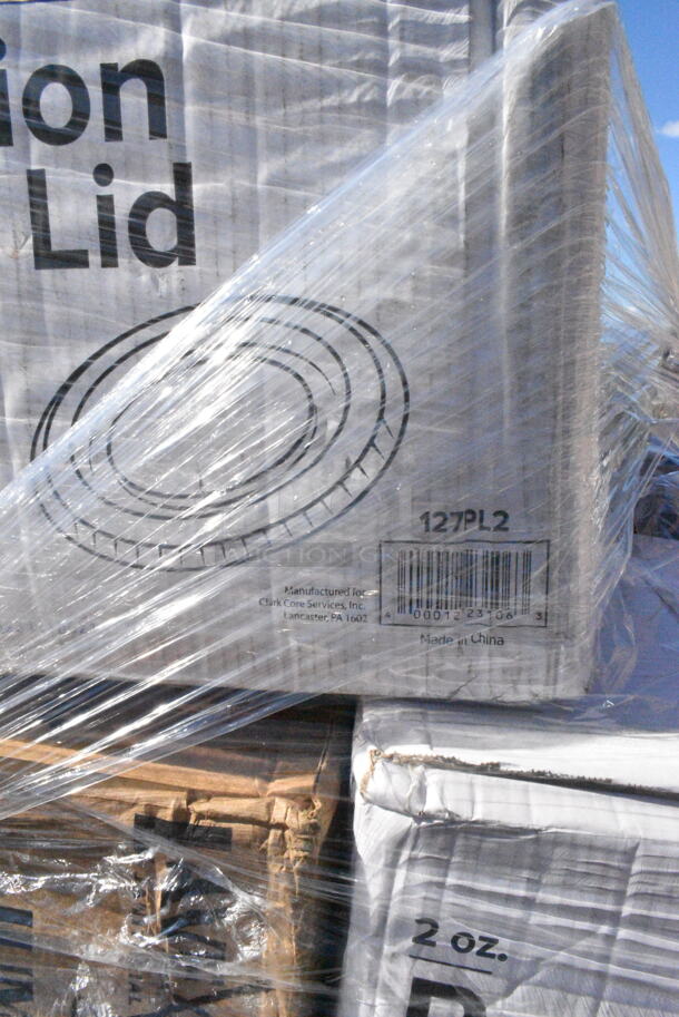 30 BRAND NEW Boxes Including 485COLNEON Choice 8 1/2" Colossal Neon Unwrapped Straw - 4000/Case, 2 Box 5001TPJ Lavex 1-Ply 1400' Universal Jumbo Toilet Paper Roll with 9" Diameter - 12/Case, 500CC12HD 12 oz. Plastic Cold Cup - 1000/Case, 127PL2 Choice PET Plastic Lid for 1.5 to 2.5 oz. Souffle Cup / Portion Cup - 2500/Case, 500TO993C3 Choice 9" x 9" x 3" Microwaveable 3-Compartment Black / Clear Plastic Hinged Container - 100/Case, 760IC06P Choice 6 oz. Polka Dot Paper Frozen Yogurt / Food Cup, CTR48BF Dart SafeSeal 48 oz. Plastic Tamper-Resistant, Tamper-Evident Bowl with Flat Lid, 394385M Noble Products White Powder-Free Disposable Latex Gloves for Foodservice - Medium - 1000/Case, Paper Cups. 30 Times Your Bid!  - Image 9 of 12