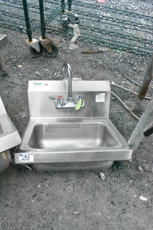 2 Stainless Steel Commercial Single Bay Wall Mount Sink w/ Faucet and Handles. 2 Times Your Bid! - Image 6 of 9