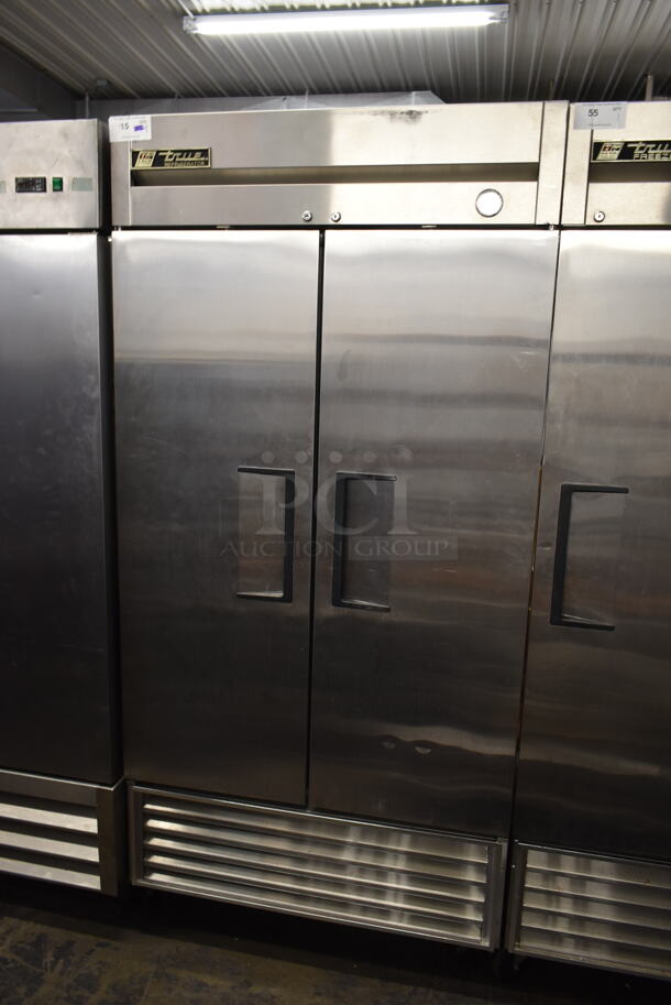 True T-35 Stainless Steel Commercial Double Door Reach In Cooler w/ Poly Coated Racks on Commercial Casters. 115 Volts, 1 Phase. Tested and Powers On But Does Not Get Cold - Image 1 of 7