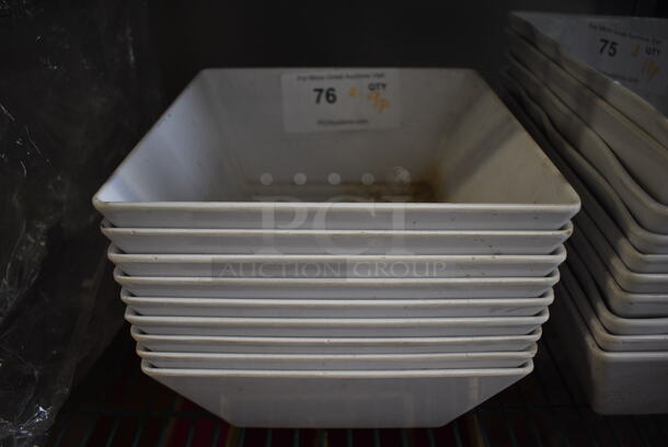 ALL ONE MONEY! Lot of 9 White Poly Bowls. 9.5x9.5x4
