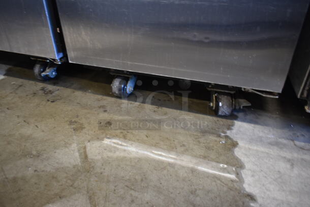 2013 True TG1R-1S ENERGY STAR Stainless Steel Commercial Single Door Reach In Cooler w/ Poly Coated Racks on Commercial Casters. 115 Volts, 1 Phase. Tested and Working! - Image 4 of 7