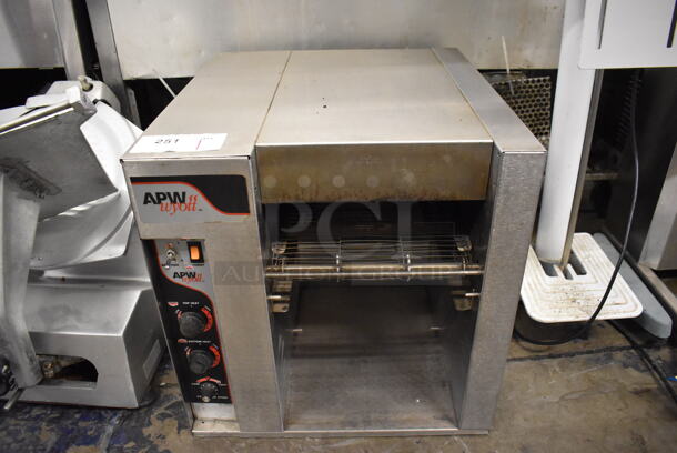 APW Wyott Stainless Steel Commercial Countertop Electric Powered Conveyor Toaster Oven. 18.5x20.5x19. Cannot Test Due To Plug Style