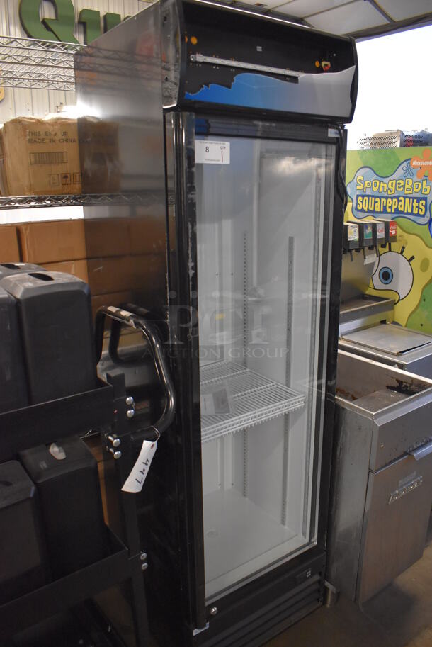 BRAND NEW SCRATCH AND DENT! KoolMore MDR-1GD-13C Metal Commercial Single Door Reach In Cooler Merchandiser w/ Poly Coated Racks. 115 Volts, 1 Phase. 23x24x78. Tested and Working! - Image 2 of 6