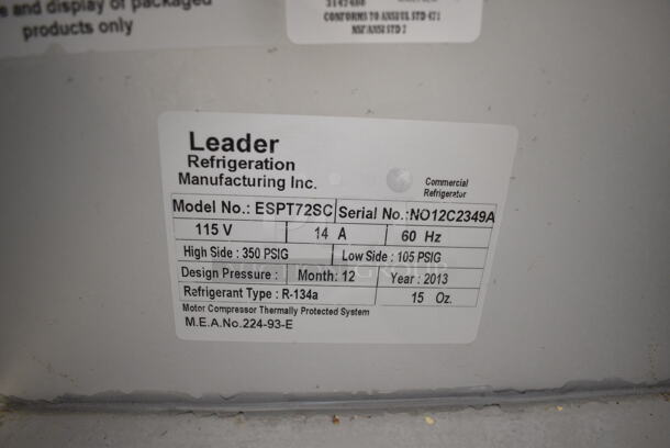 Leader ESPT72SC Stainless Steel Commercial Pizza Prep Table w/ Oversized Stone Cutting Board on Commercial Casters. 115 Volts, 1 Phase. Tested and Working! - Image 10 of 10