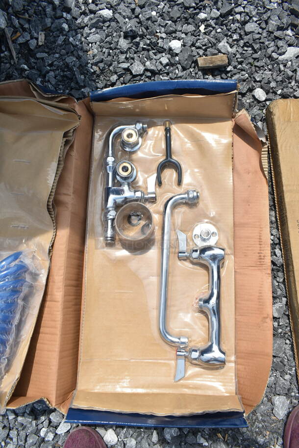 BRAND NEW SCRATCH AND DENT! Regency 600S2242424L Stainless Steel 2 Bay Sink w/ Left Side Drain Board and Faucet Set. Bays 24x24x14. Drain Board 17x21. No Legs.  - Image 6 of 9