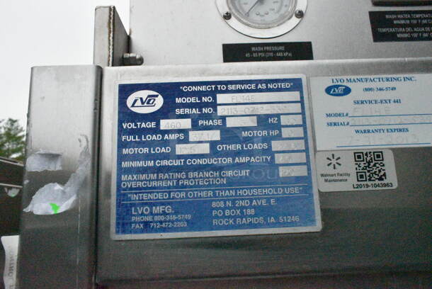 LVO FL14E Stainless Steel Commercial Floor Style Pot and Pan Washer. 460 Volts, 3 Phase. - Image 12 of 12