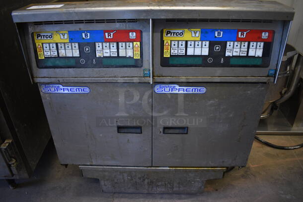 2012 Pitco Frialator Model SSH55 Solstice Supreme Stainless Steel Commercial Natural Gas Powered 2 Bay Deep Fat Fryer w/ Filtration System on Commercial Casters. 80,000 BTU. 31.5x34.5x48 - Image 5 of 8