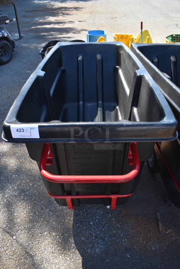 BRAND NEW! Rubbermaid Red Metal Frame on Casters w/ Black Poly Bin. 28x61x38