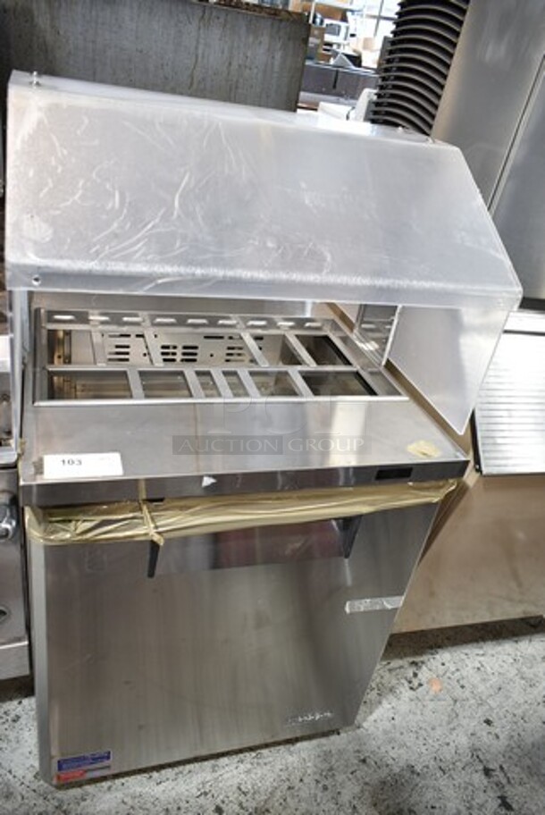 Turbo Air MST-28-N-711S Stainless Steel Commercial Prep Table w/ Poly Sneeze Guard. 115 Volts, 1 Phase. Tested and Working! - Image 1 of 4
