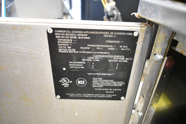 Vulcan 3ER50DF Stainless Steel Commercial Floor Style Electric Powered 3 Bay Deep Fat Fryer on Commercial Casters. 480 Volts, 3 Phase.  - Image 11 of 11