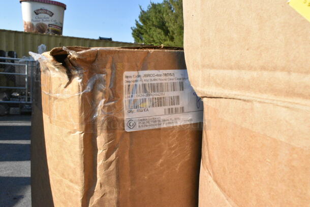 12 BRAND NEW Boxes Including JMSCC-16oz Milkman Clear Container 16 oz, Envases 348816 8 oz. Square Carafe PET Clear Juice Bottle - 360/Box, JBRCC-4oz 4oz Bullet Round Clear. 12 Times Your Bid!  - Image 8 of 10