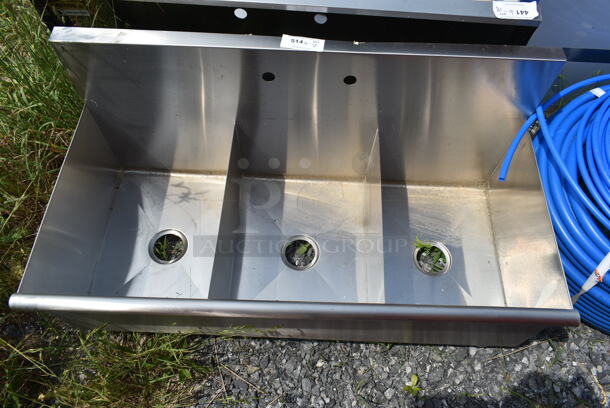 BRAND NEW SCRATCH AND DENT! Stainless Steel 3 Bay Sink. Bays 16x21x13. No Legs.  - Image 2 of 2
