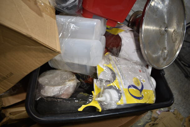 PALLET LOT of 18 BRAND NEW! Boxes Including Dishers, Winco High Chair, Aprons, Poly Condiment Bottles, Stainless Steel Drop In Bins, SCAL-9100 9" Dial Scale, AXSI-12, Winco Aluminum Steam Basket, Winco IB-55-LE Lid. 18 Times Your Bid! - Image 9 of 12