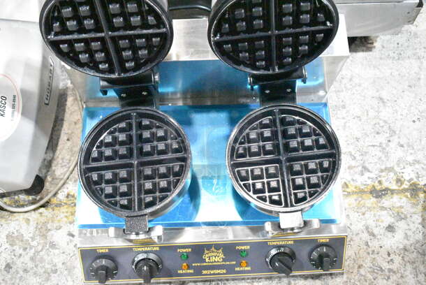 BRAND NEW SCRATCH AND DENT! 2023 Carnival King 382WBM26 Stainless Steel Non-Stick Double Belgian Waffle Maker with Timers. 120 Volts, 1 Phase. Tested and Working! - Image 7 of 8