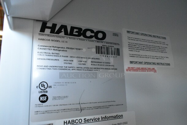 2019 Habco SE18 Metal Commercial Single Door Reach In Cooler Merchandiser w/ Poly Coated Racks. 115 Volts, 1 Phase. Tested and Working! - Image 3 of 3