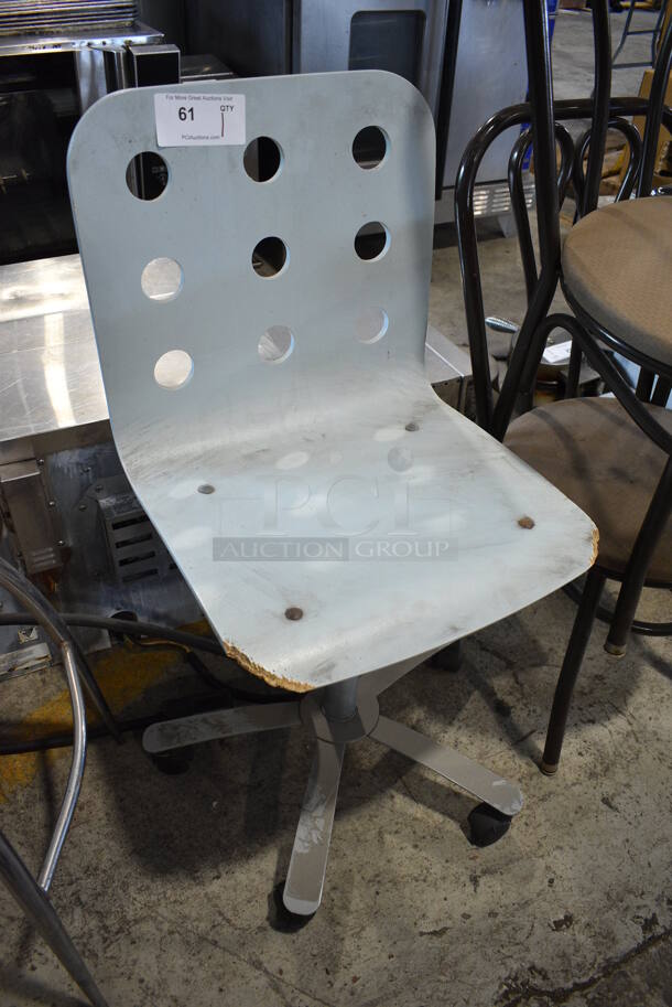 Blue Poly Chair on Casters. 17.5x17.5x36.5 - Image 2 of 4