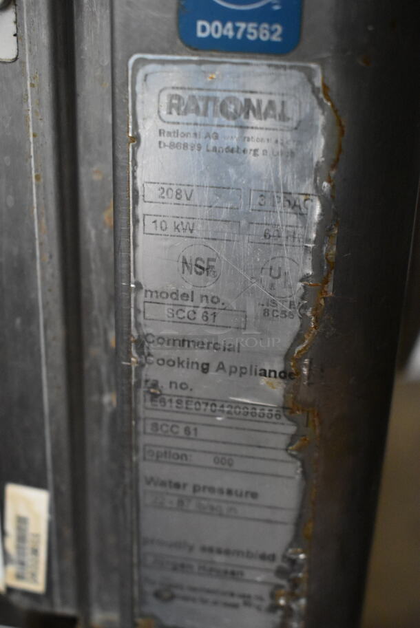 Rational SCC61 Stainless Steel Commercial Electric Powered Combi Convection Oven on Equipment Stand Pan Rack. 208 Volts, 3 Phase.  - Image 9 of 9