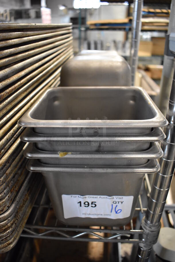 16 Stainless Steel 1/6 Size Drop In Bins. 1/6x6. 16 Times Your Bid!