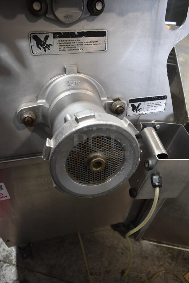 Hobart MG2032 Metal Commercial Floor Style Electric Powered Meat Mixer Grinder w/ Foot Pedal on Commercial Casters. 208 Volts, 3 Phase. Tested and Working! - Image 5 of 7