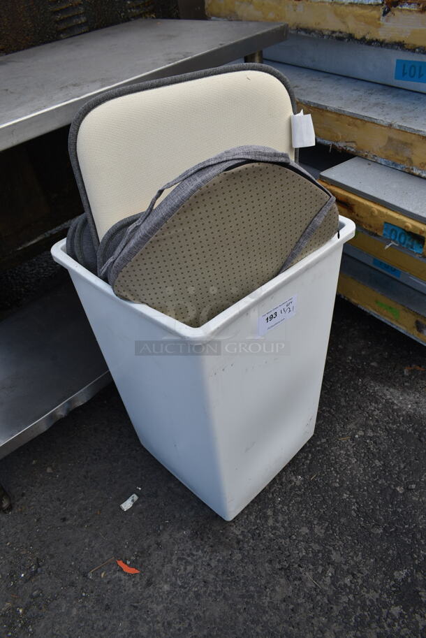 ALL ONE MONEY! Lot of White Poly Trash Can w/ Seat Cushions. - Image 2 of 3