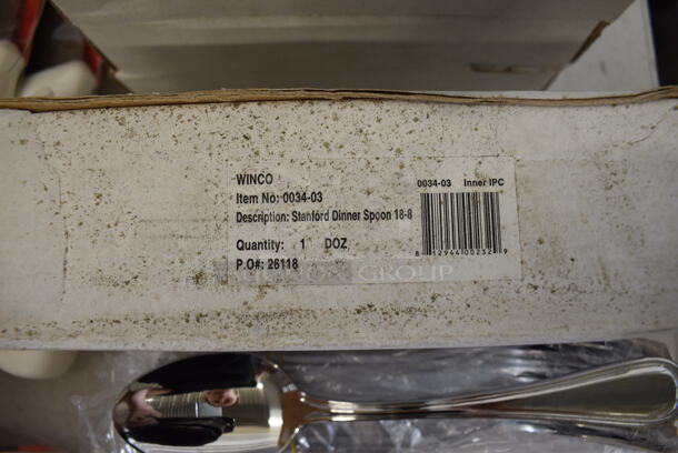 72 BRAND NEW IN BOX! Winco 0034-03 Stainless Steel Stanford Dinner Spoons. 7.5". 72 Times Your Bid! - Image 4 of 4