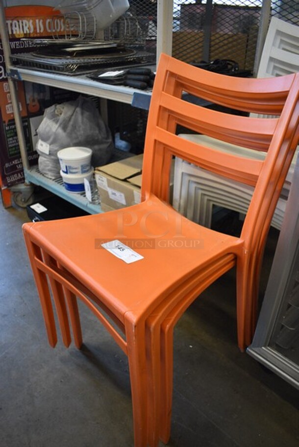 3 Orange Poly Stackable Chairs. 18x19x33.5. 3 Times Your Bid! - Image 4 of 4