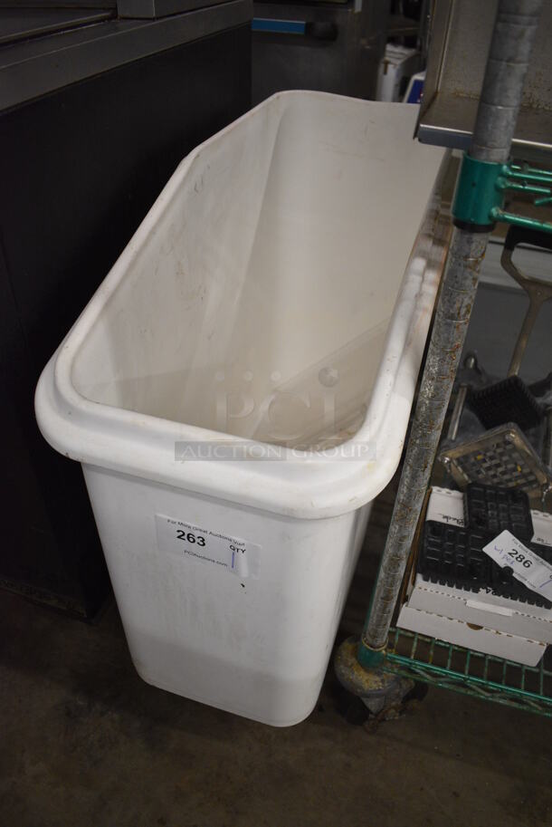White Poly Ingredient Bin w/ Half Lid on Commercial Casters. 13x29x28 - Image 4 of 4