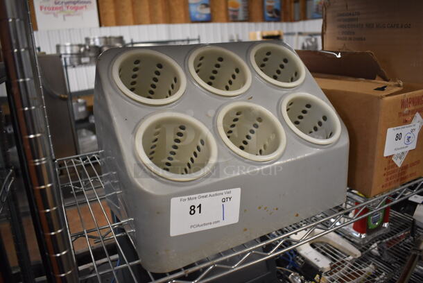 Gray Poly Countertop Silverware Holder. 15x9x11 - Image 2 of 3