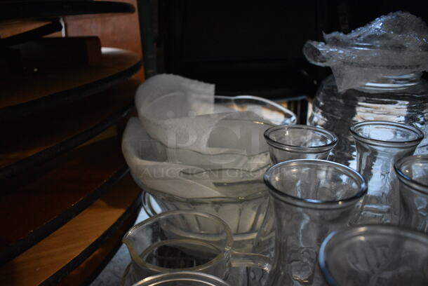 ALL ONE MONEY! Lot of Various Glass Dishes Including Plates, Bowls, Dome Cake Lids and Carafes - Image 6 of 7