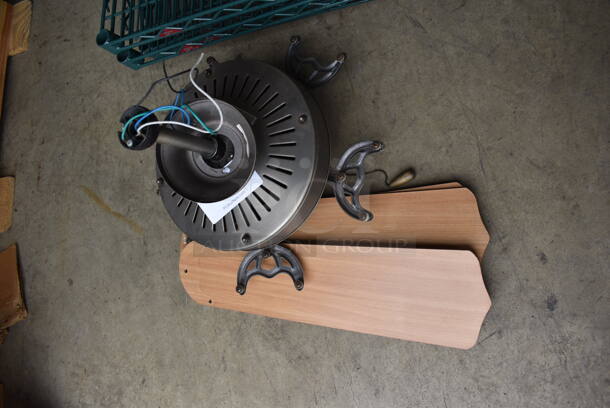 Metal Ceiling Mount Fan w/ 5 Wood Pattern Blades. Base 16x16x12 - Image 2 of 6