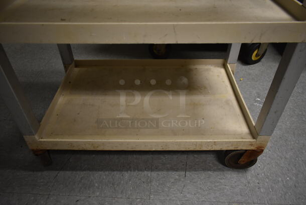 Tan Poly 3 Tier Cart w/ Push Handles on Commercial Casters. (dish room) - Image 5 of 5