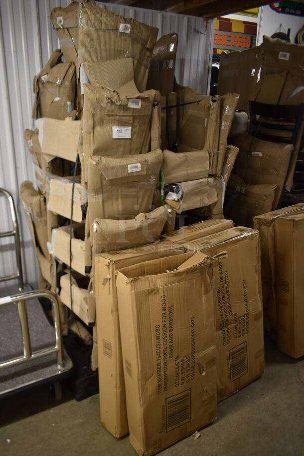 16 BRAND NEW! Lancaster Table & Seating 164CLADBLKFR Black Finish Ladder Back Chair with Vinyl Padded Seat - Detached. 16 Times Your Bid! - Image 2 of 6
