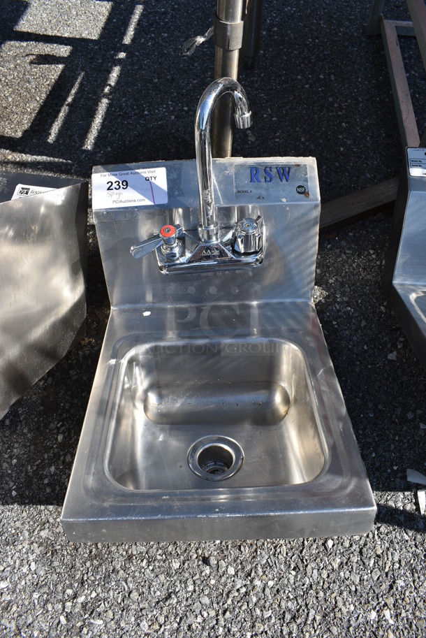 Stainless Steel Commercial Single Bay Sink w/ Faucet and Handles. 12x15x20