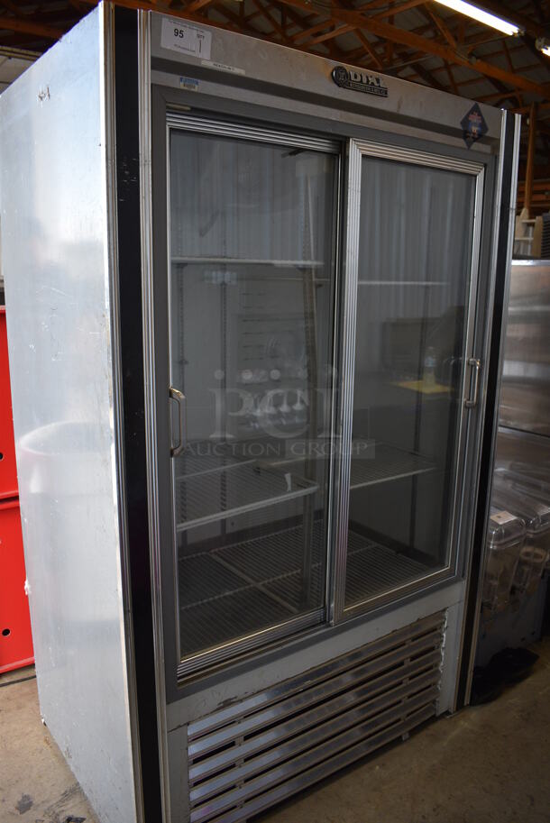 Dial Stainless Steel Commercial 2 Door Reach In Cooler Merchandiser. 115 Volts, 1 Phase. 48x31x75. Tested and Working!