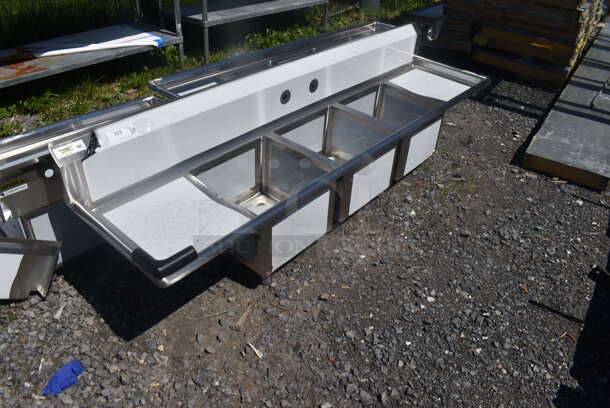 BRAND NEW SCRATCH AND DENT! Regency Stainless Steel 3 Bay Sink w/ 2 Drainboards. Sink Bowls are 17x17x12 and Drainboards are 16x19 - Image 2 of 3