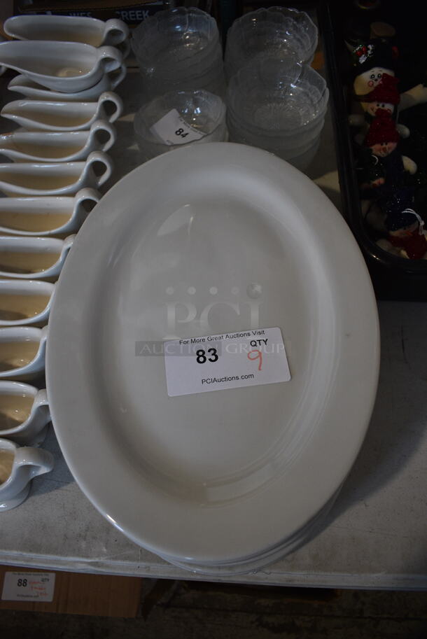 9 White Ceramic Oval Plates. 11.5x16x1. 9 Times Your Bid! - Image 1 of 4